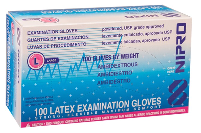Guante latex bajo polvo para examen (L)