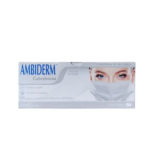 [MAS-000570] Mascarilla descartable rectangular, 3 pliegues con elástico - Blanco