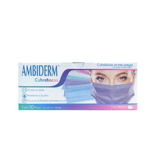 [MAS-000573] Mascarilla descartable rectangular, 3 pliegues con elástico - Surtido