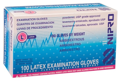 [GUA-000730] Guante latex bajo polvo para examen (L)