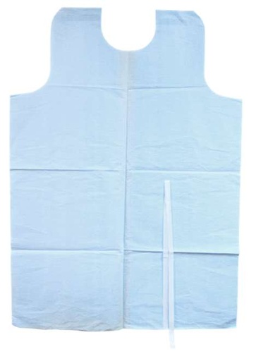 [BAT-000752] Bata papel paciente con amarres sin mangas - Azul